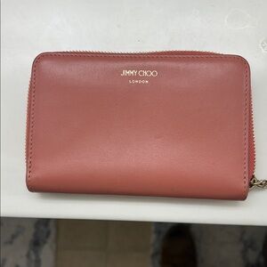 Jimmy Choo Pink Leather Tassel Wallet